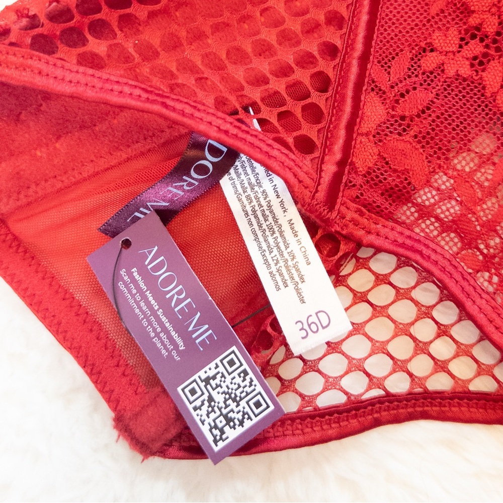 NWT Adore Me Red Lace Corset Top 36D Bustier Lingerie Bralette Y2K Valentine - Picture 5 of 9